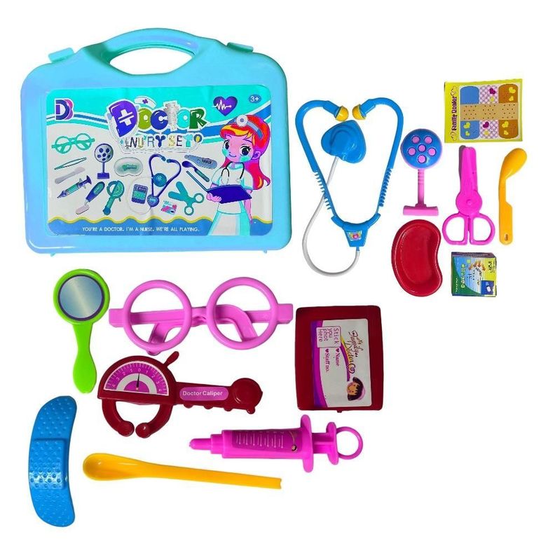 Kit Maleta Doctor Plana Médico Juguete Niños 14 Pcs Celeste-0