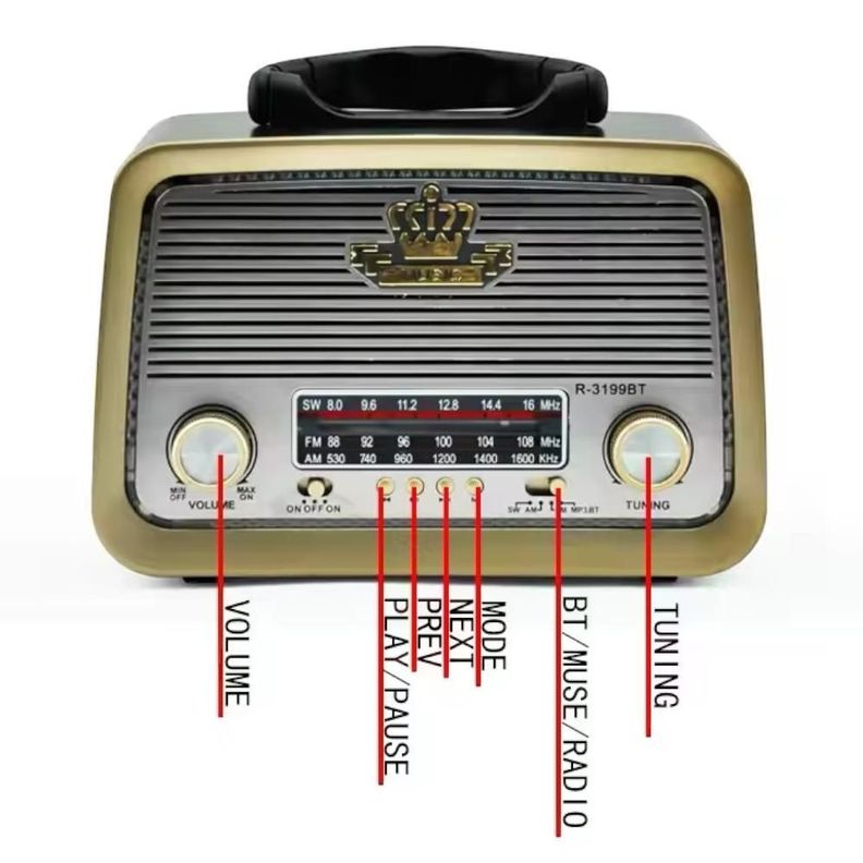 Radio Portátil Linterna Bluetooth Recargable Y A Pilas Retro Vintage-3