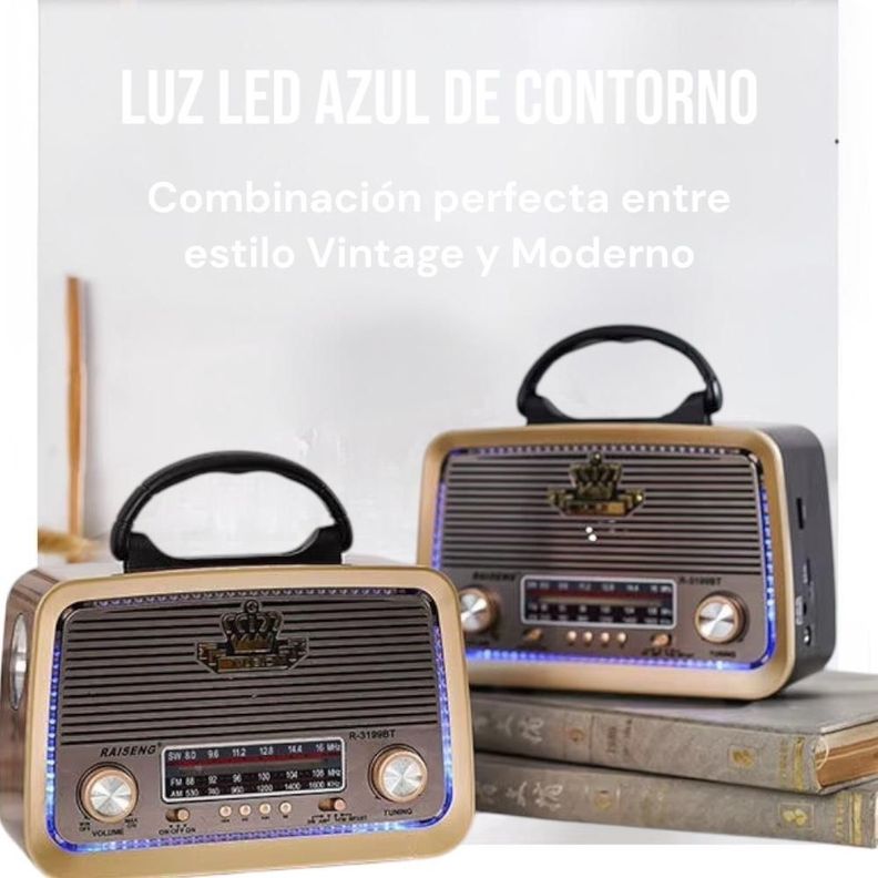 Radio Portátil Linterna Bluetooth Recargable Y A Pilas Retro Vintage-6