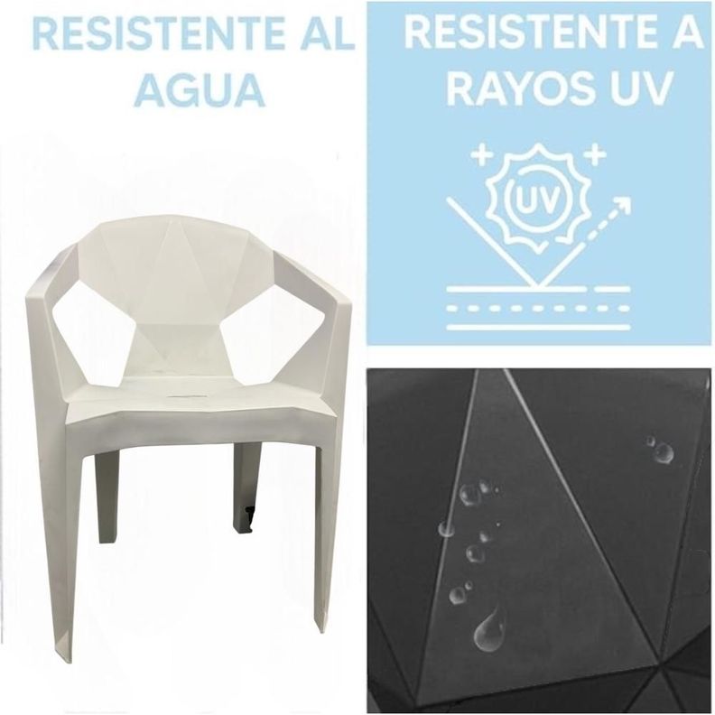 Silla De Terraza y Jardín Geométrica Moderna Resistente Blanca -1
