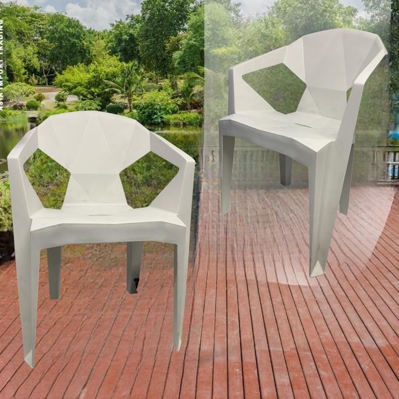 Silla De Terraza y Jardín Geométrica Moderna Resistente Blanca -2