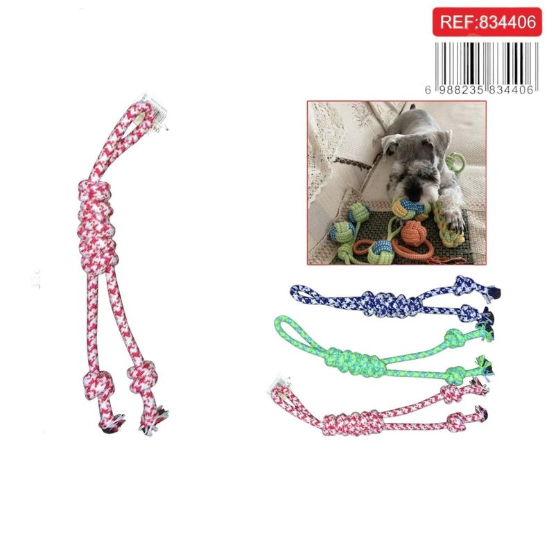 Juguete De Cordel Para Mascotas Con Nudo De Acero Dorado Con Mango A3630-0