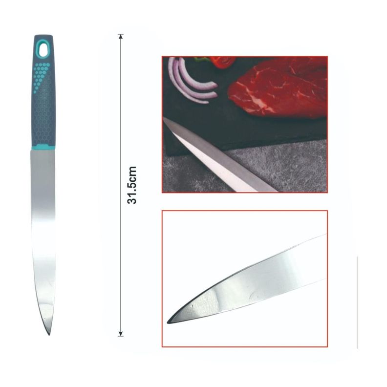 Cuchillo para carne con mango ergonómico en color gris-1