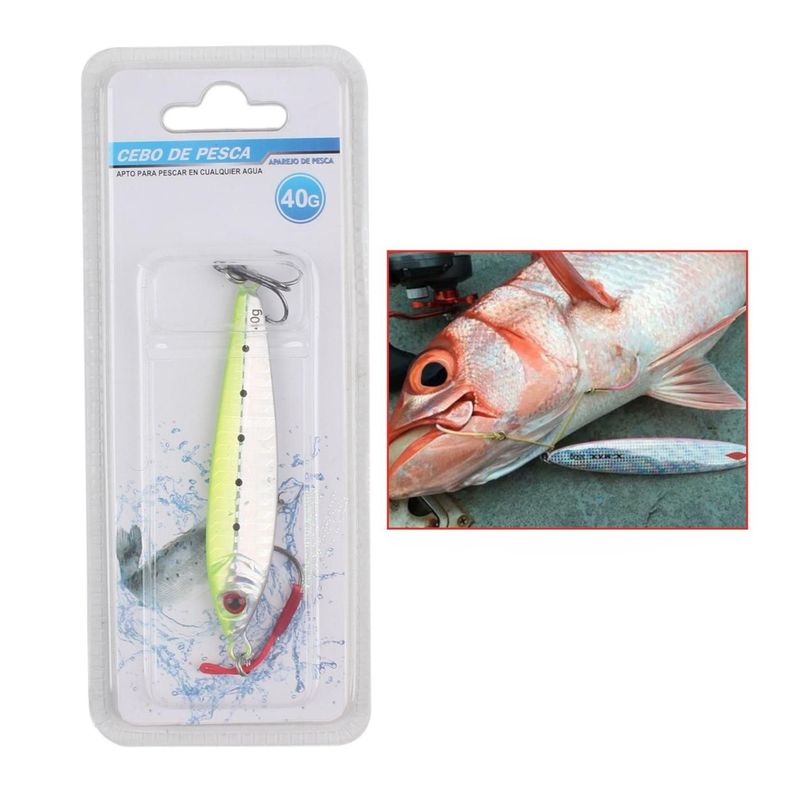 (Falso Cebo) Pez De Plomo 1010-40G Con Anzuelo De Tres Garras-1