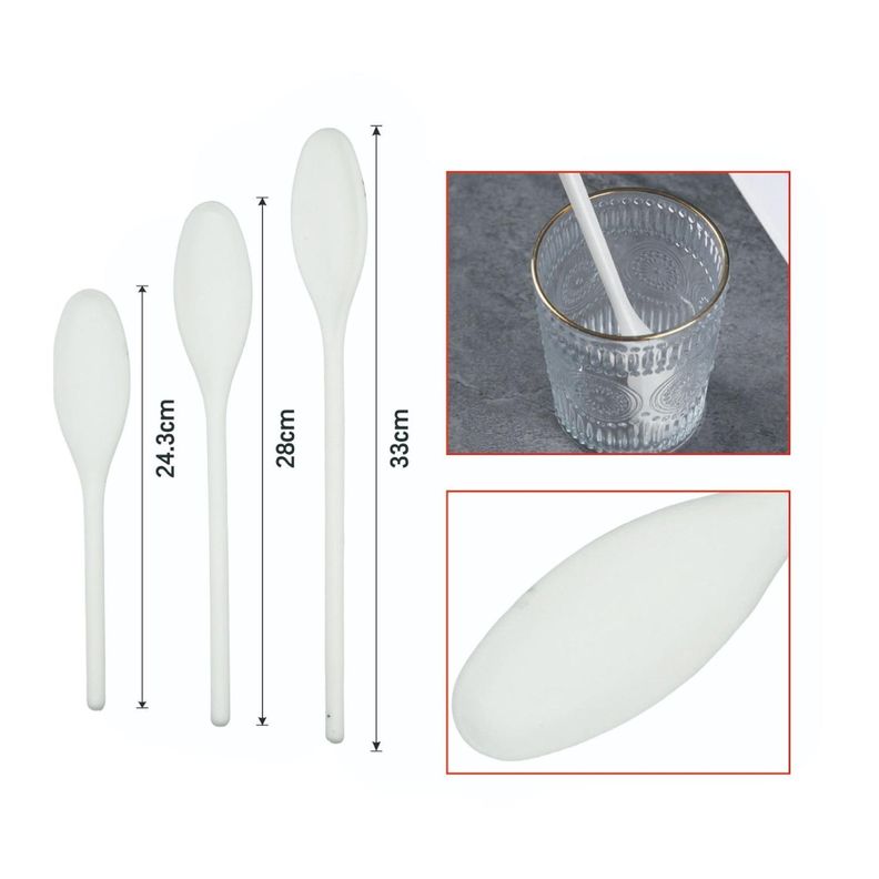 Juego de 3 cucharas plásticas largas blancas para servir y medir ingredientes-1