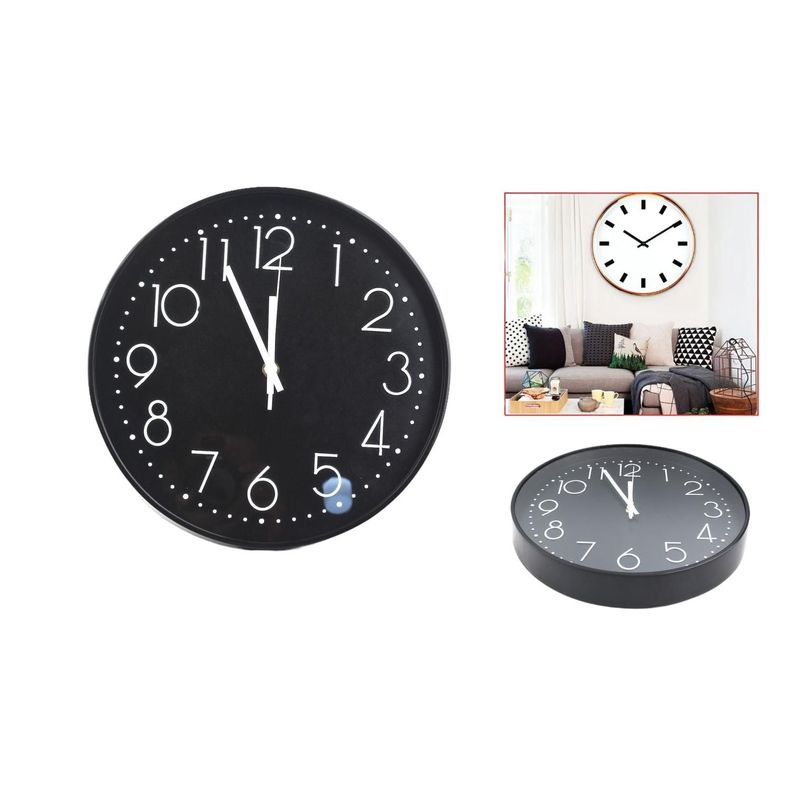 Reloj De Pared 30 Cm Borde Blanco O Negro-0