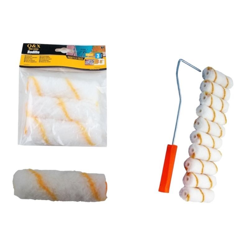 3 Cepillos Pequeños De Rodillo Para Tarjeta De Uñas Con Tira Amarilla De 4 Pulgadas-0