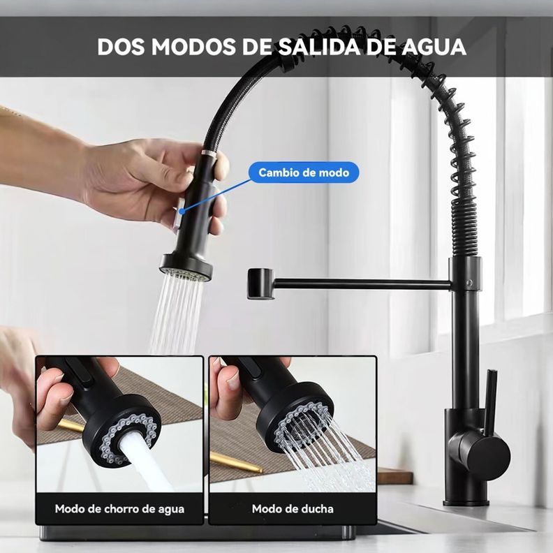 Grifo Monomando Profesional De Lujo Color Negro Mate-4