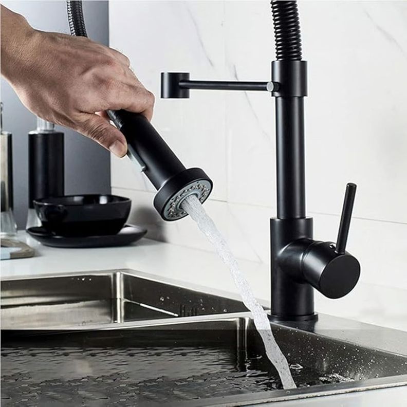 Grifo Monomando Profesional De Lujo Color Negro Mate-5