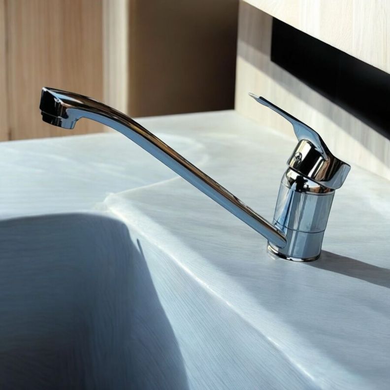 Grifo Monomando Cuello Largo para Baño Ares en Acero Inoxidable-2