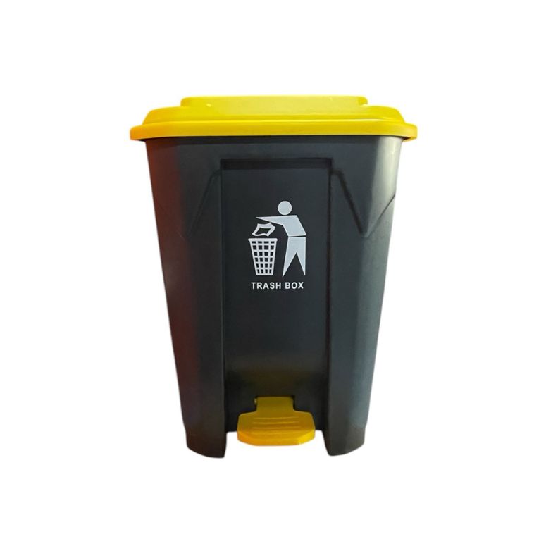 Basurero Contenedor de Basura de 50 Litros con Pedal - Gris y Amarillo-0