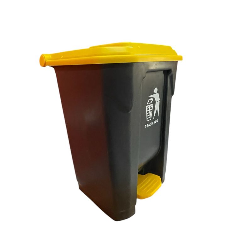 Basurero Contenedor de Basura de 50 Litros con Pedal - Gris y Amarillo-1
