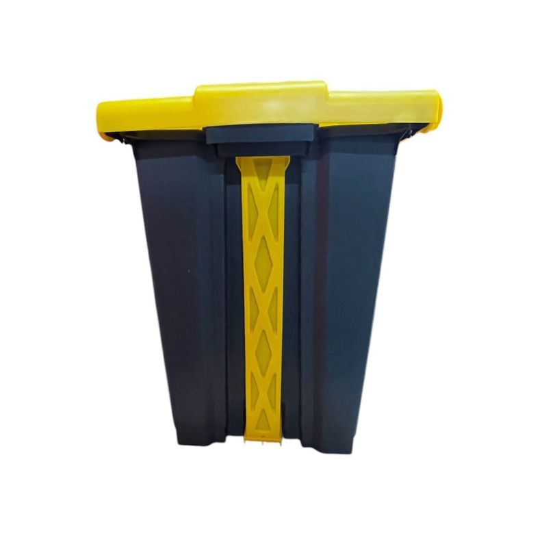 Basurero Contenedor de Basura de 50 Litros con Pedal - Gris y Amarillo-2