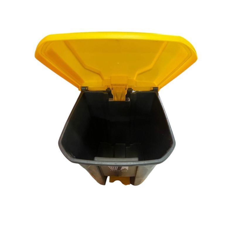 Basurero Contenedor de Basura de 50 Litros con Pedal - Gris y Amarillo-3