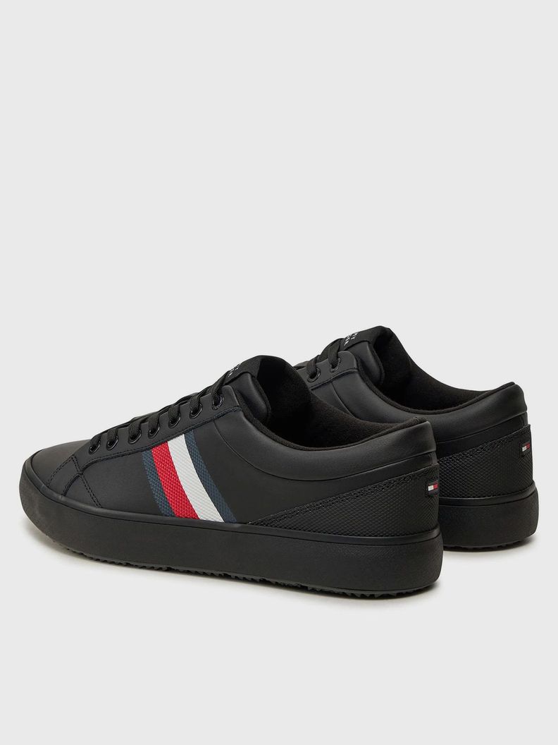 Zapatillas Core Stripe De Cuero Negro Tommy Hilfiger-1