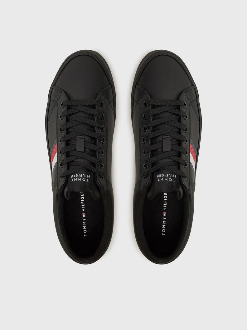 Zapatillas Core Stripe De Cuero Negro Tommy Hilfiger-2