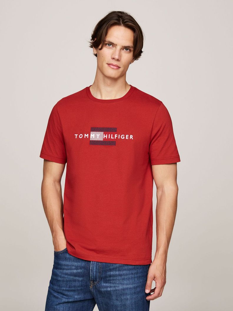 Polera Con Logo Flag Bordado Rojo Tommy Hilfiger-0