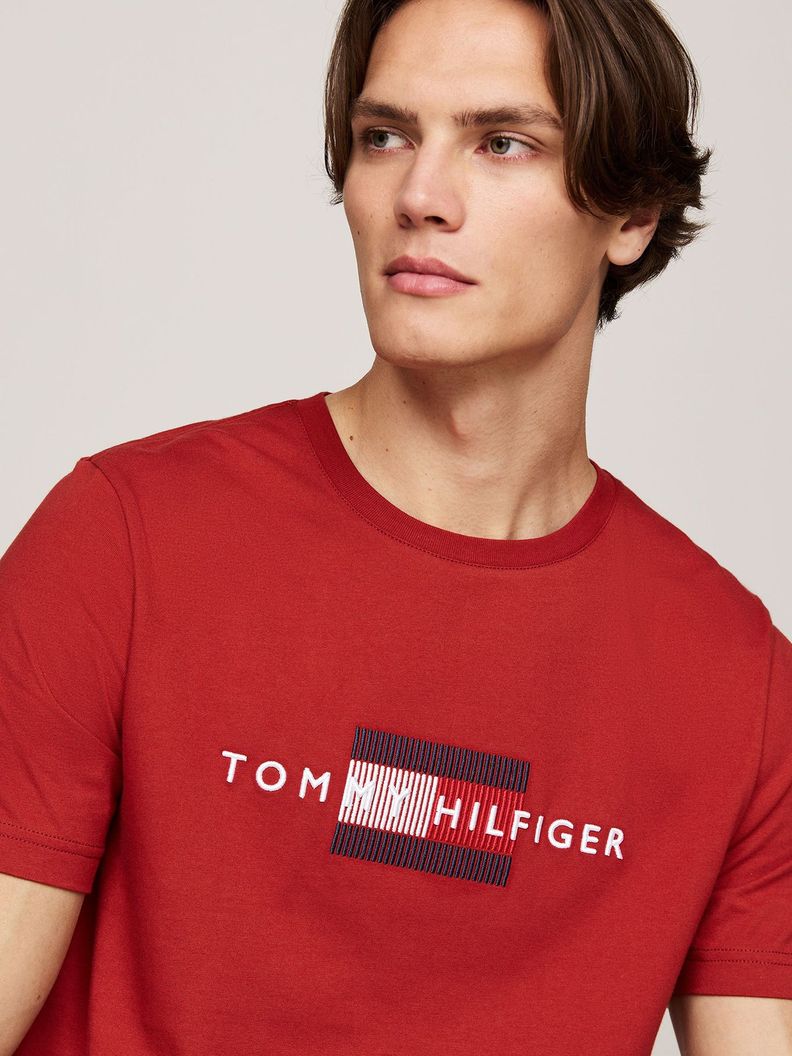 Polera Con Logo Flag Bordado Rojo Tommy Hilfiger-3
