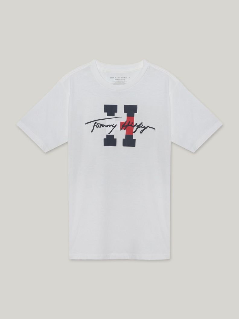 Polera De Niño Script Con Logo Blanco Tommy Hilfiger-0