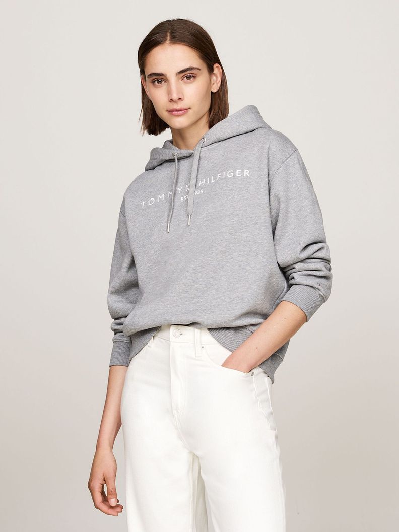 Polerón Hoodie Con Logo Bordado Gris Tommy Hilfiger-0