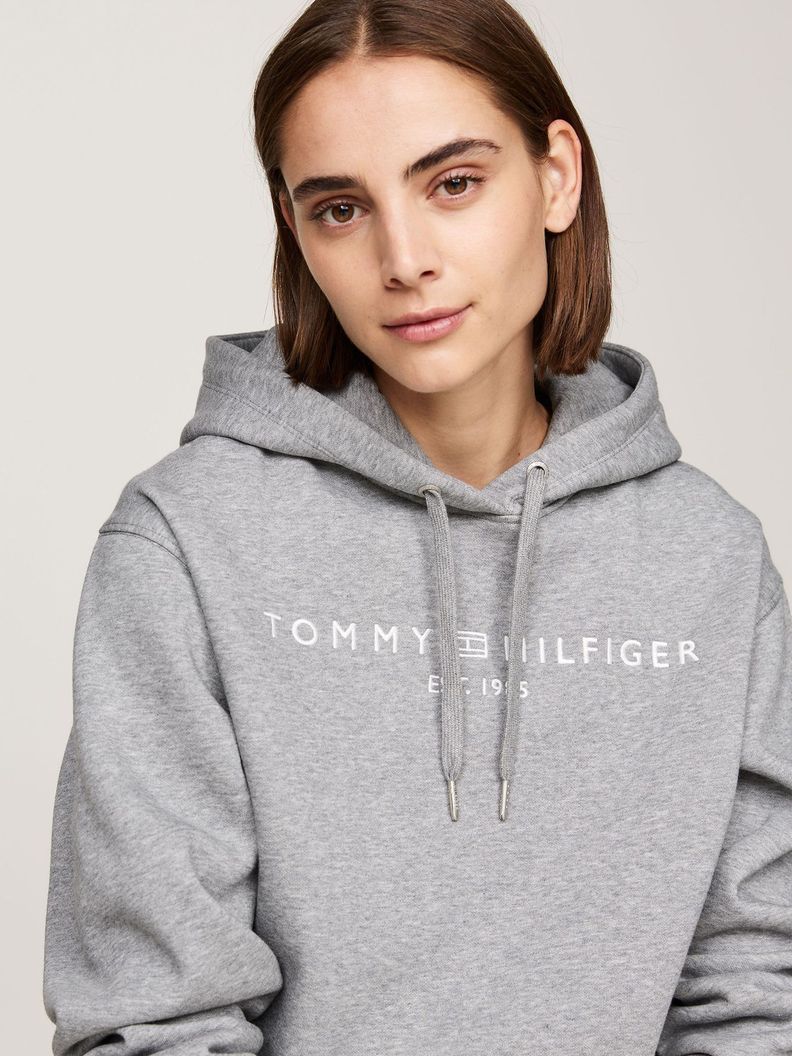 Polerón Hoodie Con Logo Bordado Gris Tommy Hilfiger-3