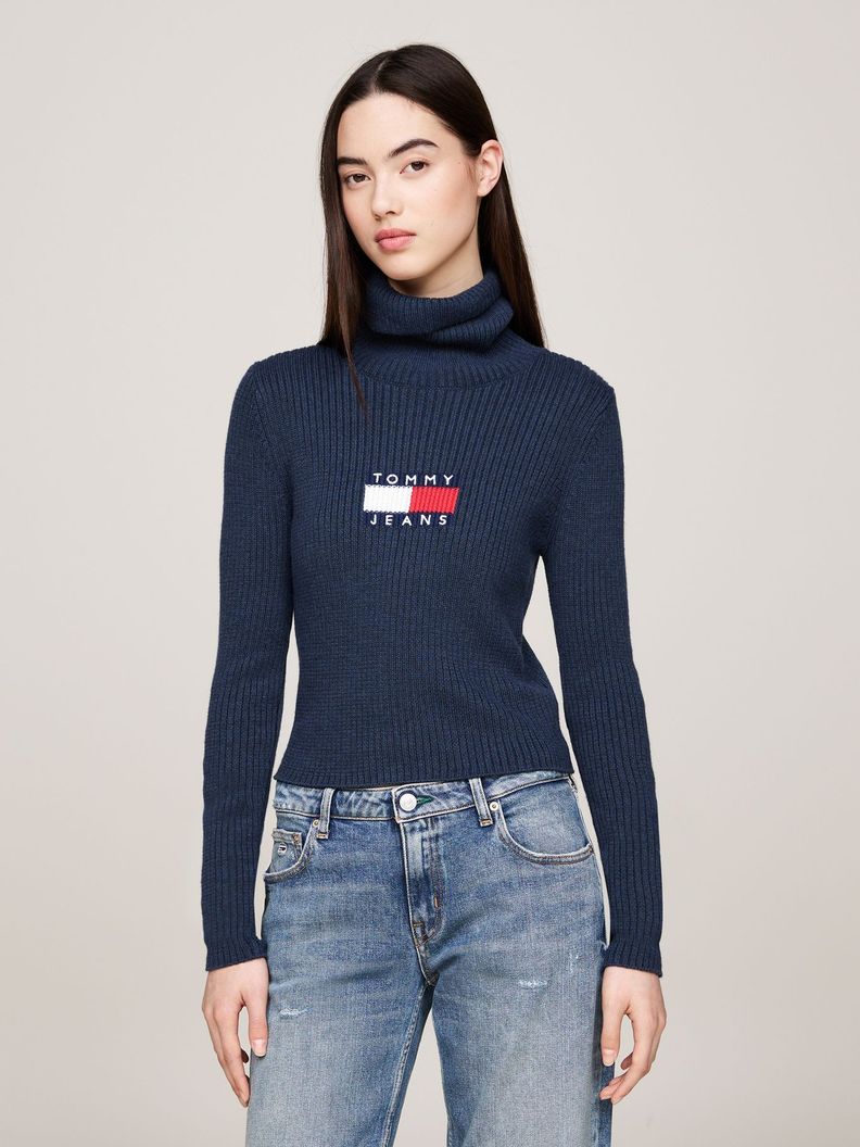 Sweater De Cuello Alto Slim Fit Azul Tommy Hilfiger-0