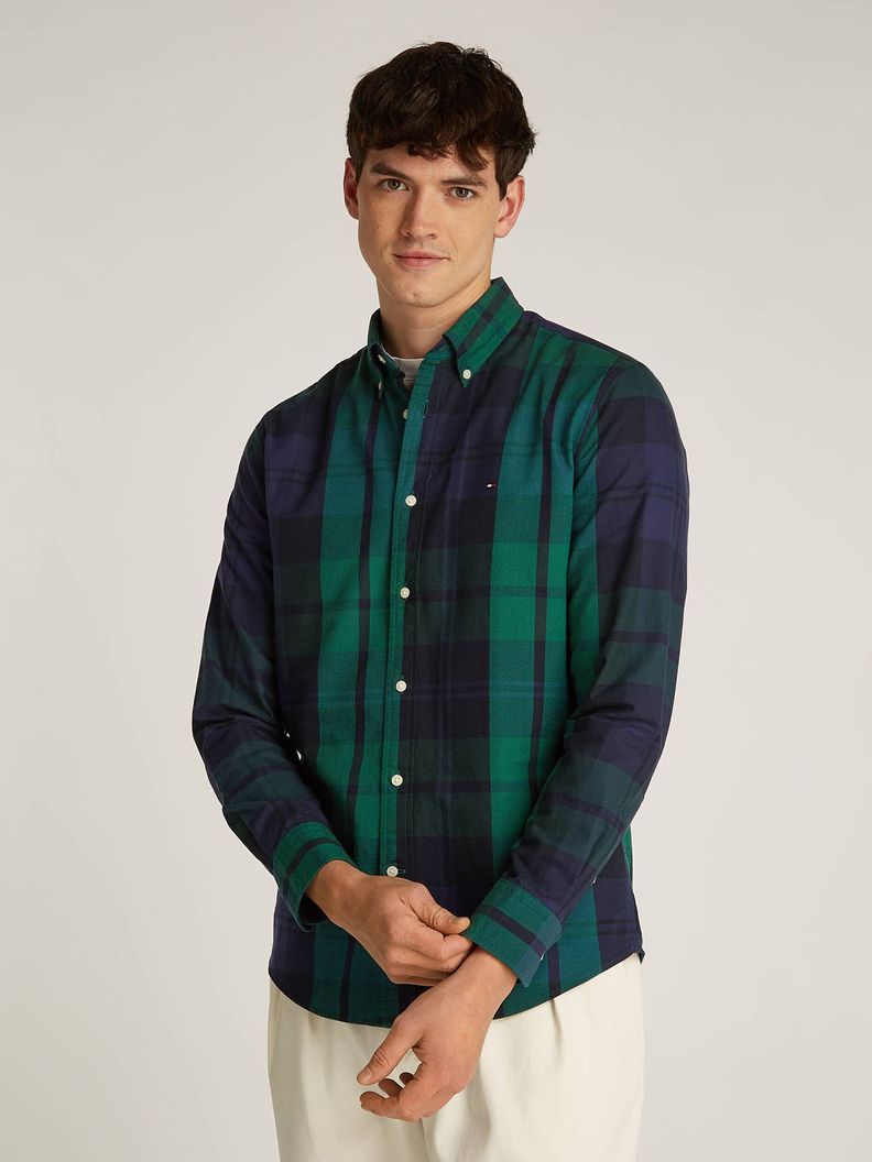 Camisa De Tartán Oxford Regular Fit Azul Tommy Hilfiger-0
