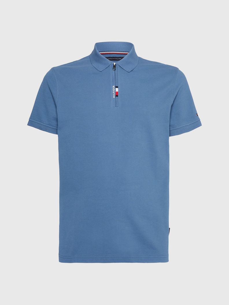 Polo Con Medio Cierre Slim Fit Celeste Tommy Hilfiger-4