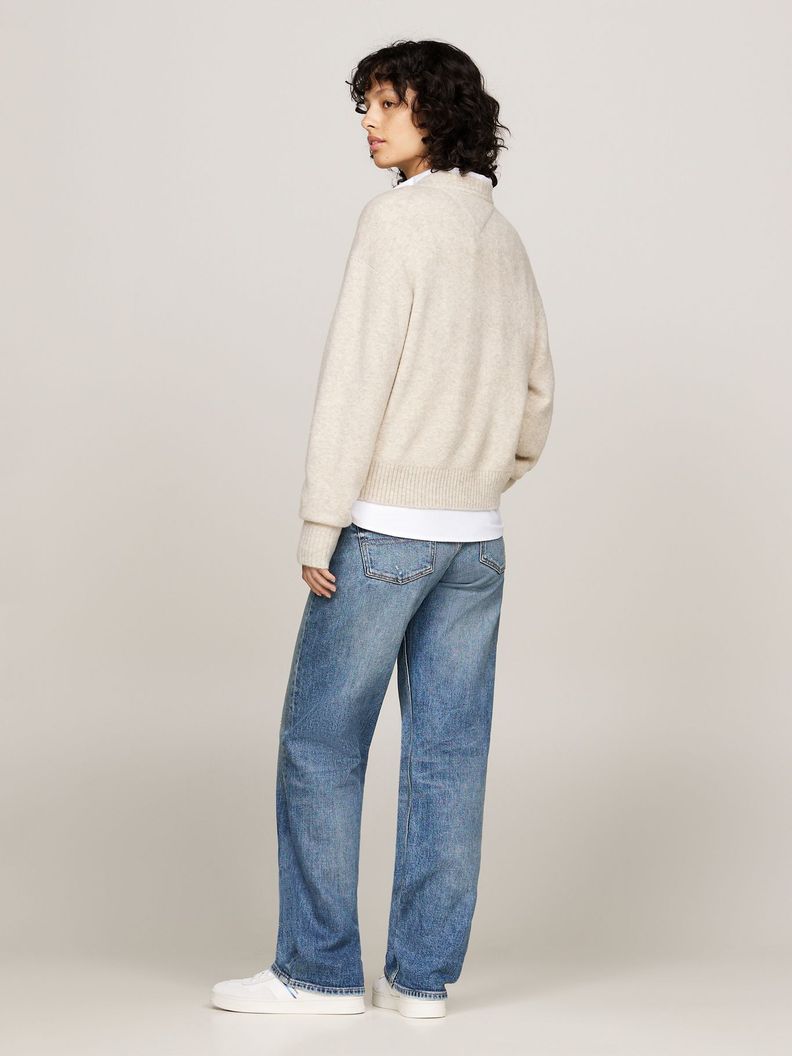 Sweater De Melánge Con Logo Flag Beige Tommy Hilfiger-2
