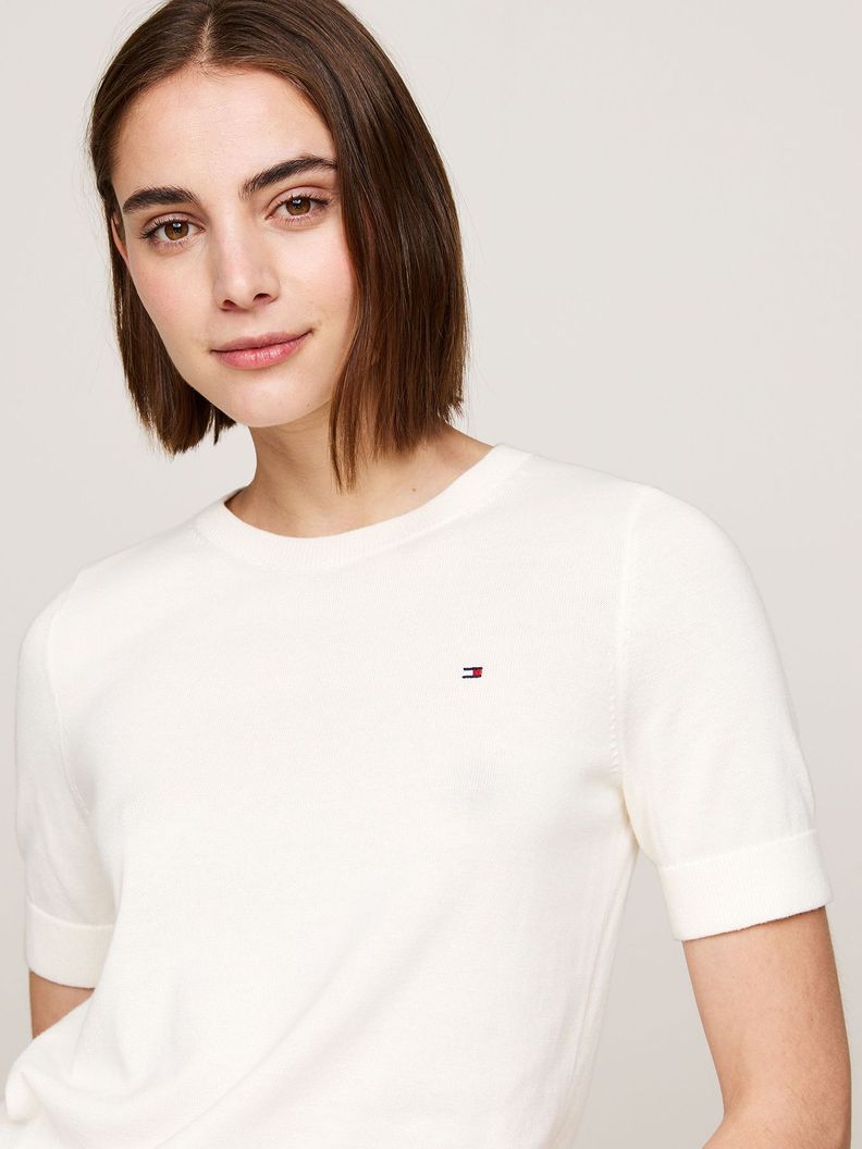 Sweater Solid Con Logo Blanco Tommy Hilfiger-3