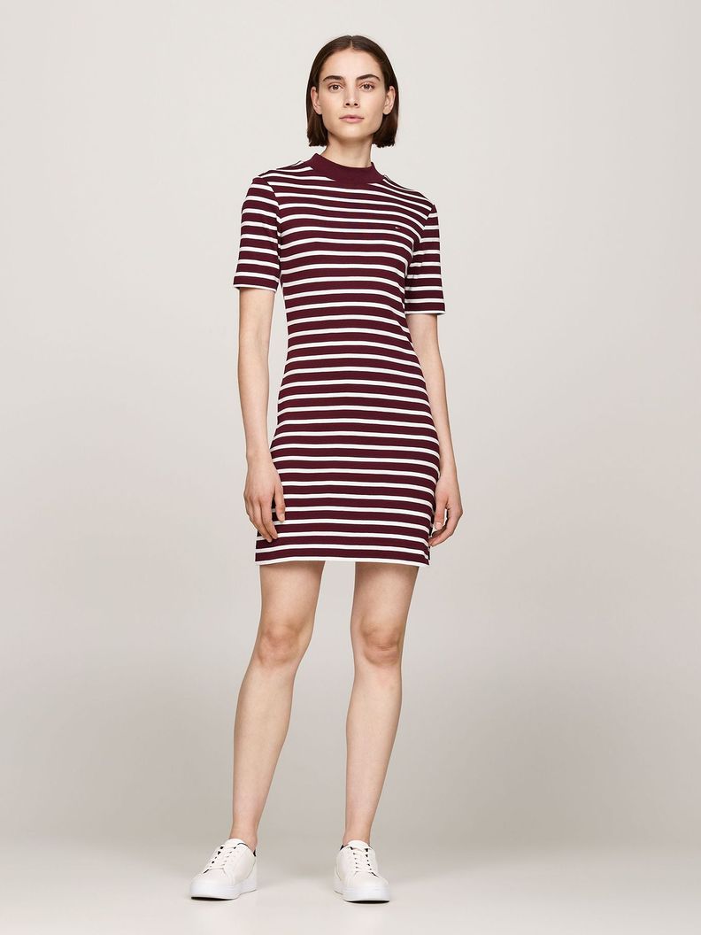 Vestido Con Diseño De Rayas Burdeo Tommy Hilfiger-0