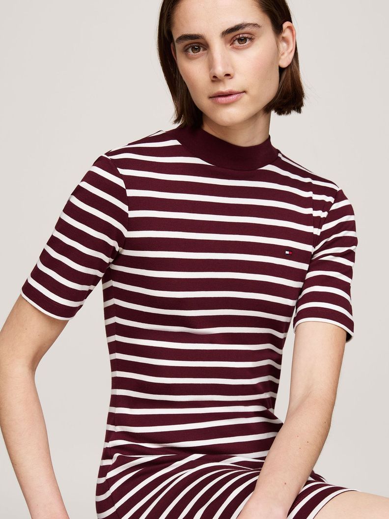 Vestido Con Diseño De Rayas Burdeo Tommy Hilfiger-3