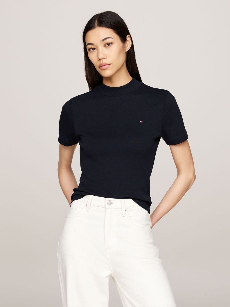 Polera Cropped Slim Fit Azul Tommy Hilfiger-0