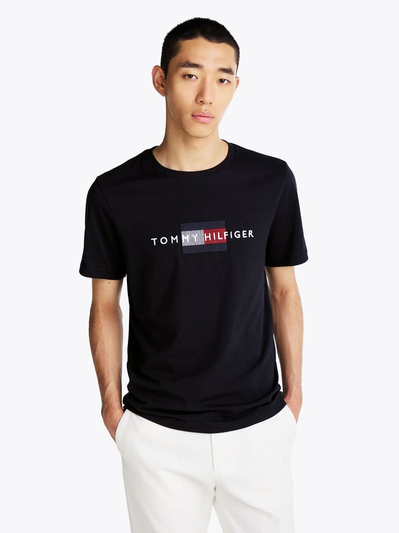 Polera Con Logo Flag Bordado Azul Tommy Hilfiger-0