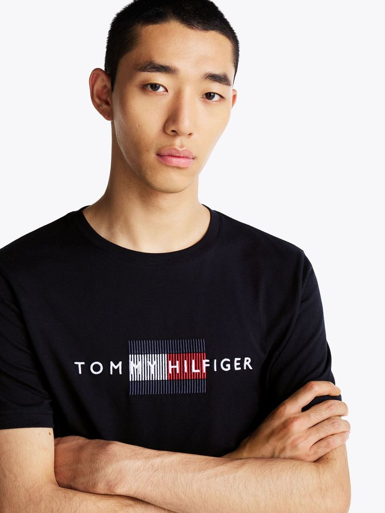 Polera Con Logo Flag Bordado Azul Tommy Hilfiger-3