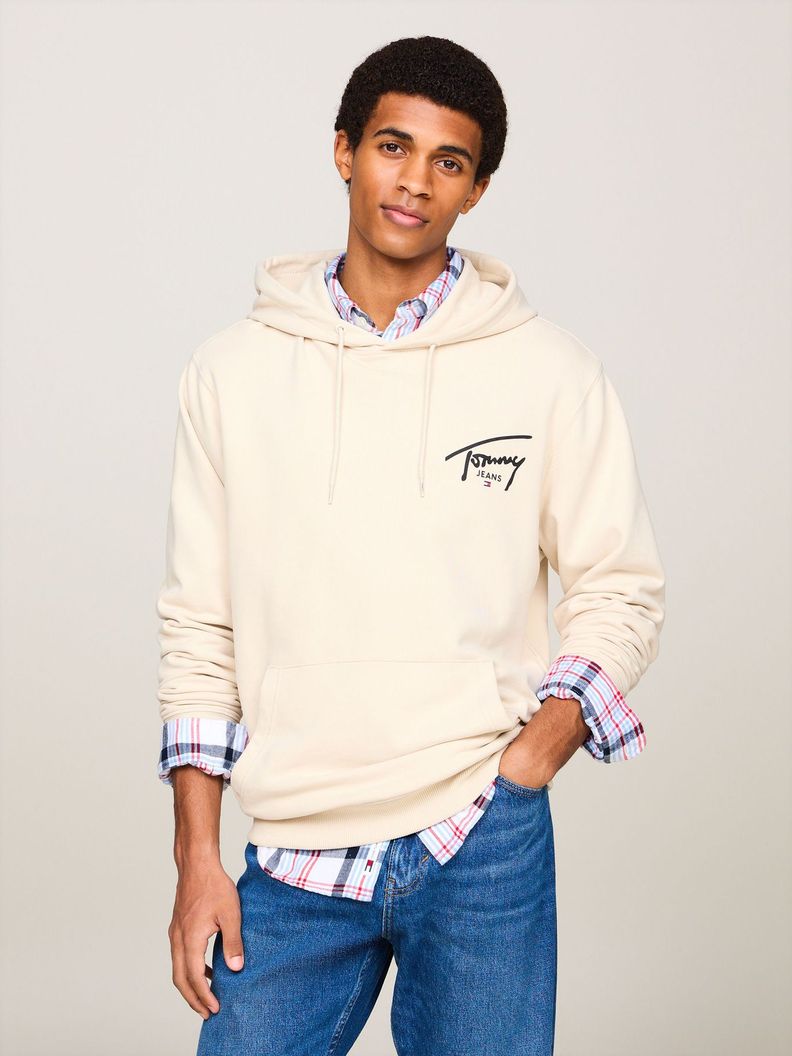 Polerón Hoodie Con Logo Distintivo Beige Tommy Jeans-0