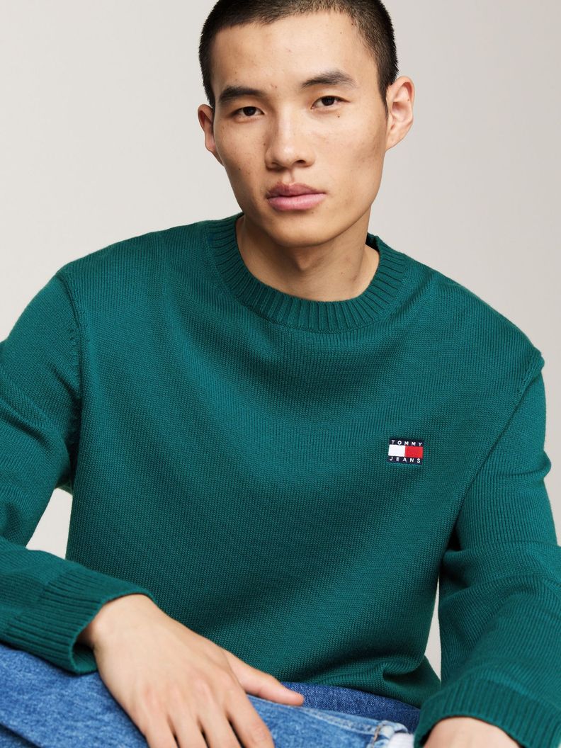 Sweater Con Logo De Parche Verde Tommy Hilfiger-3