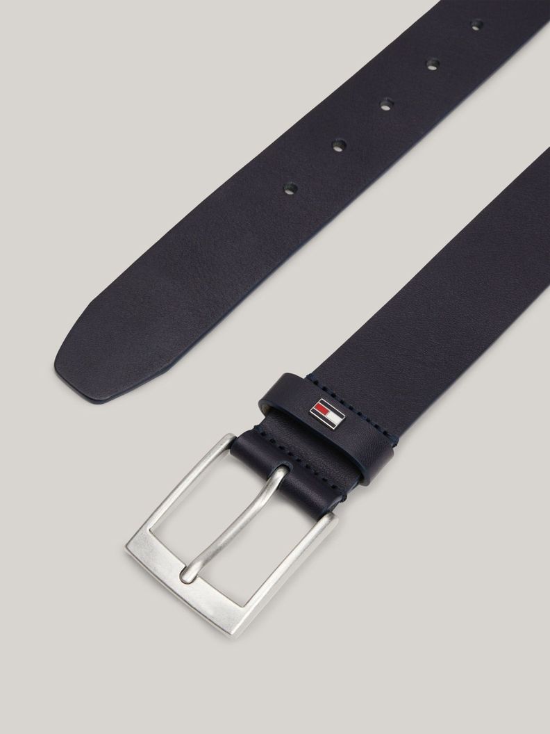 Cinturón Cuero Liso Logo Esmaltado Negro Tommy Hilfiger-1