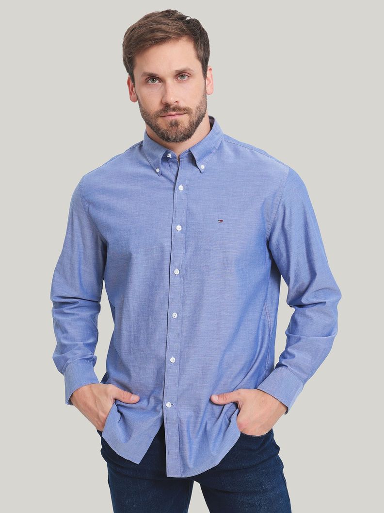 Camisa De Vestir Classic Con Logo Azul Tommy Hilfiger-0