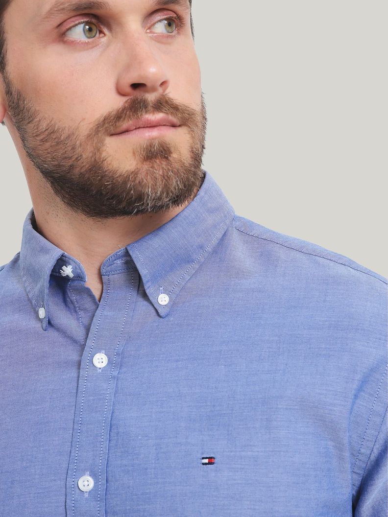 Camisa De Vestir Classic Con Logo Azul Tommy Hilfiger-3