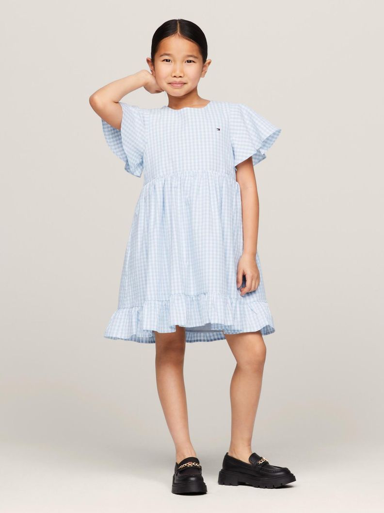 Vestido A De Cuadros Vichy Celeste Tommy Hilfiger-0