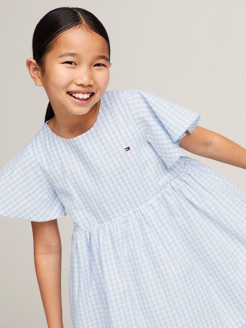 Vestido A De Cuadros Vichy Celeste Tommy Hilfiger-2