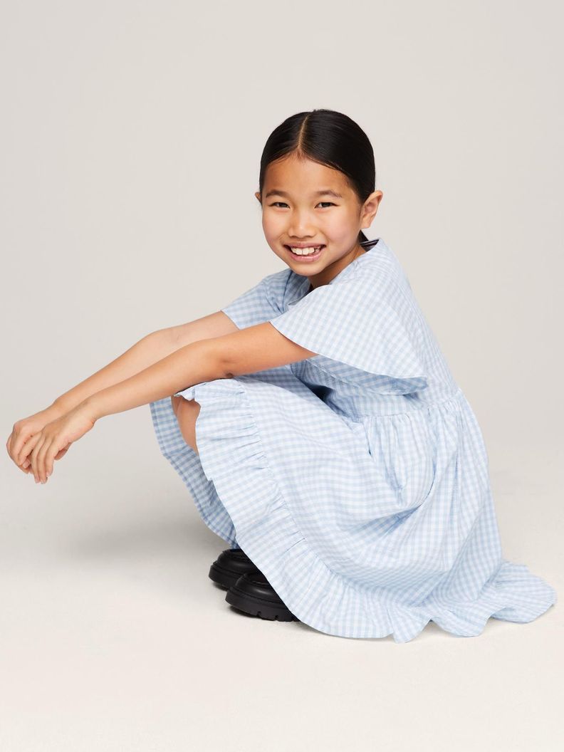 Vestido A De Cuadros Vichy Celeste Tommy Hilfiger-3