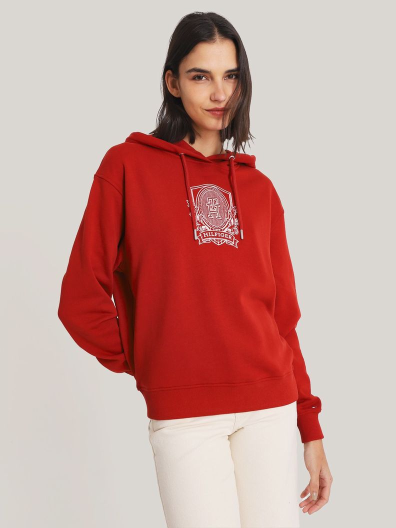 Polerón Hoodie Con Logo Gráfico Rojo Tommy Hilfiger-0