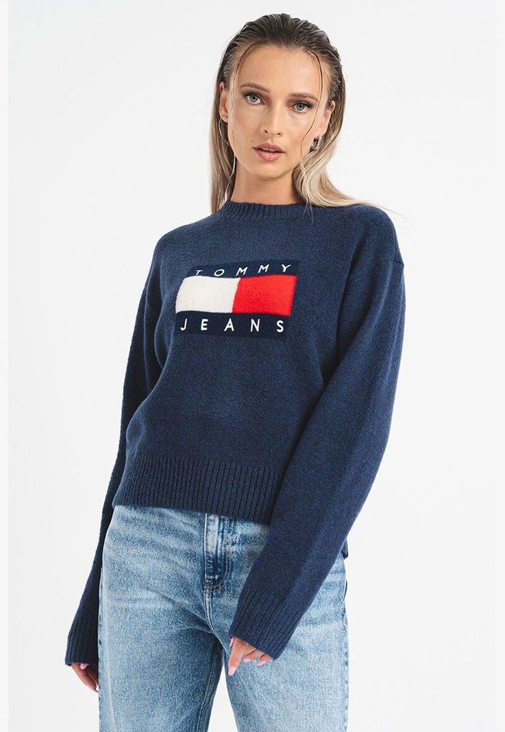 Sweater De Melánge Con Logo Flag Azul Tommy Hilfiger-0