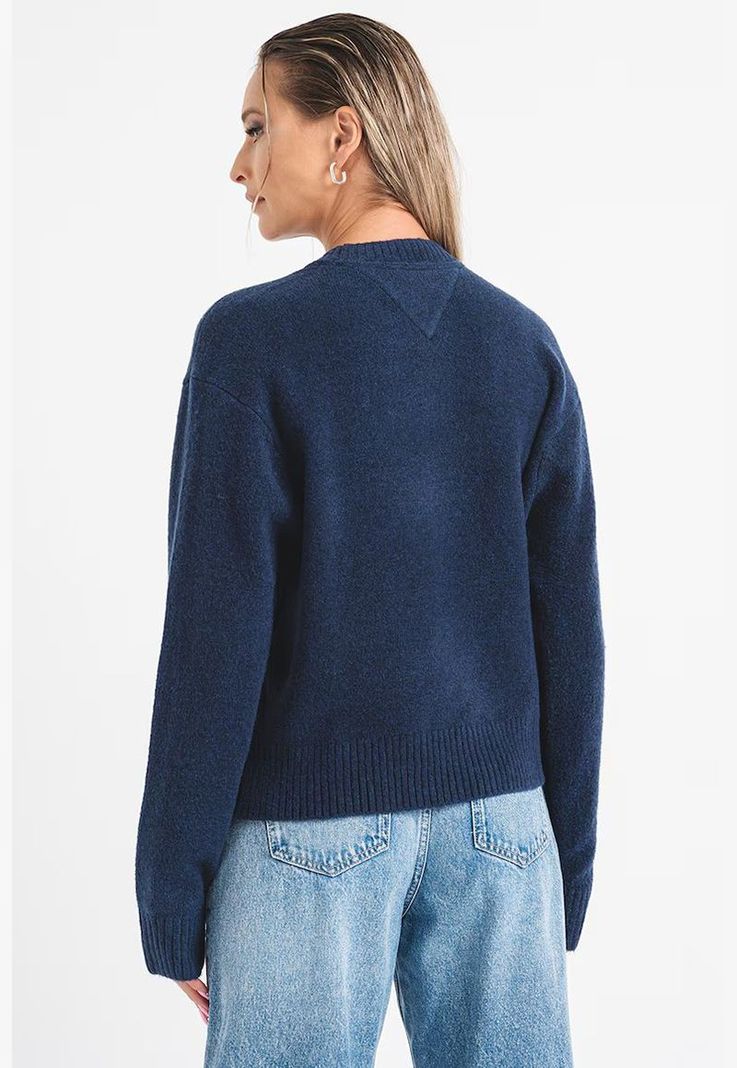 Sweater De Melánge Con Logo Flag Azul Tommy Hilfiger-1