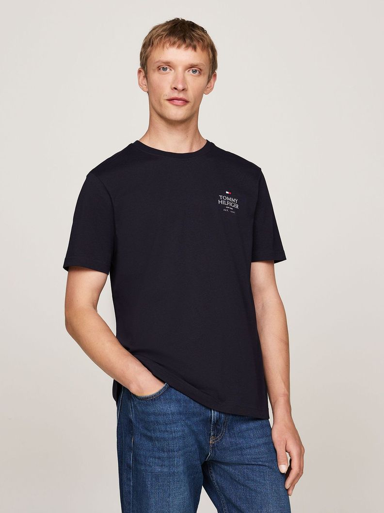 Polera Cuello Redondo Con Logo Azul Tommy Hilfiger-0