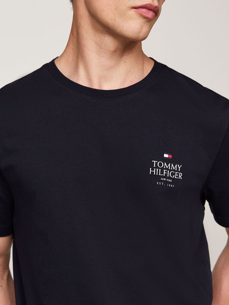 Polera Cuello Redondo Con Logo Azul Tommy Hilfiger-3