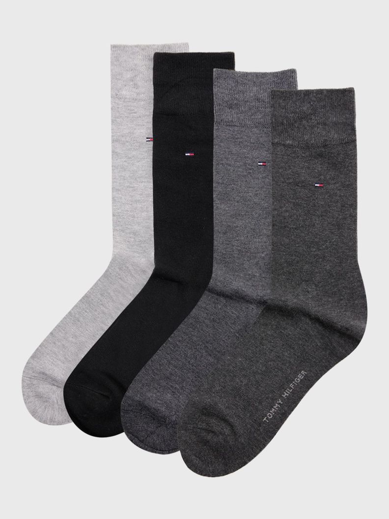 Pack De 4 Pares De Calcetines Solid Gris Tommy Hilfiger-0