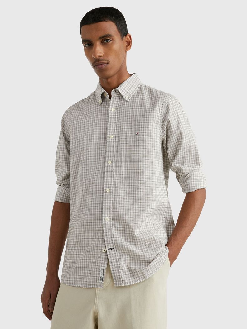 Camisa Natural Soft Slim Fit Beige Tommy Hilfiger-0